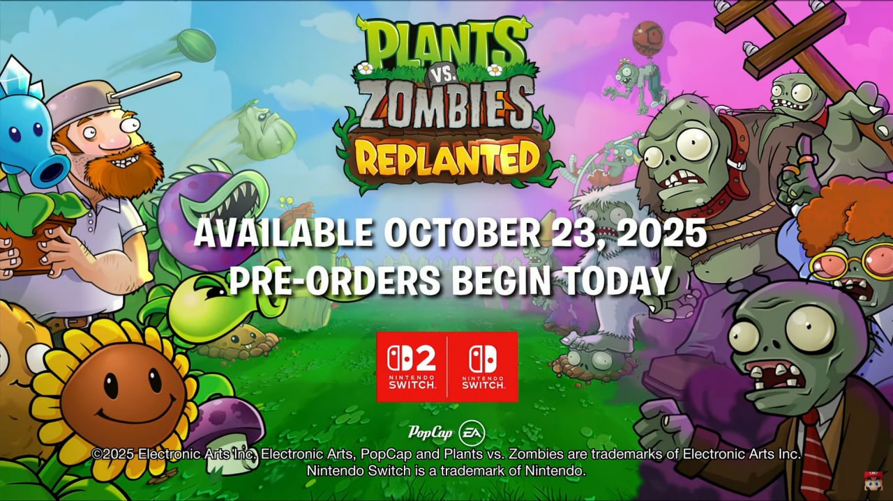 Официально анонсирована Plants vs. Zombies: Replanted — релиз состоится 23 октября. В игре будет доступен локальный кооператив и PvP-режим. Предзаказы откроются уже сегодня. Проект выйдет как на Switch, так и на Switch 2. Новость дополняется...