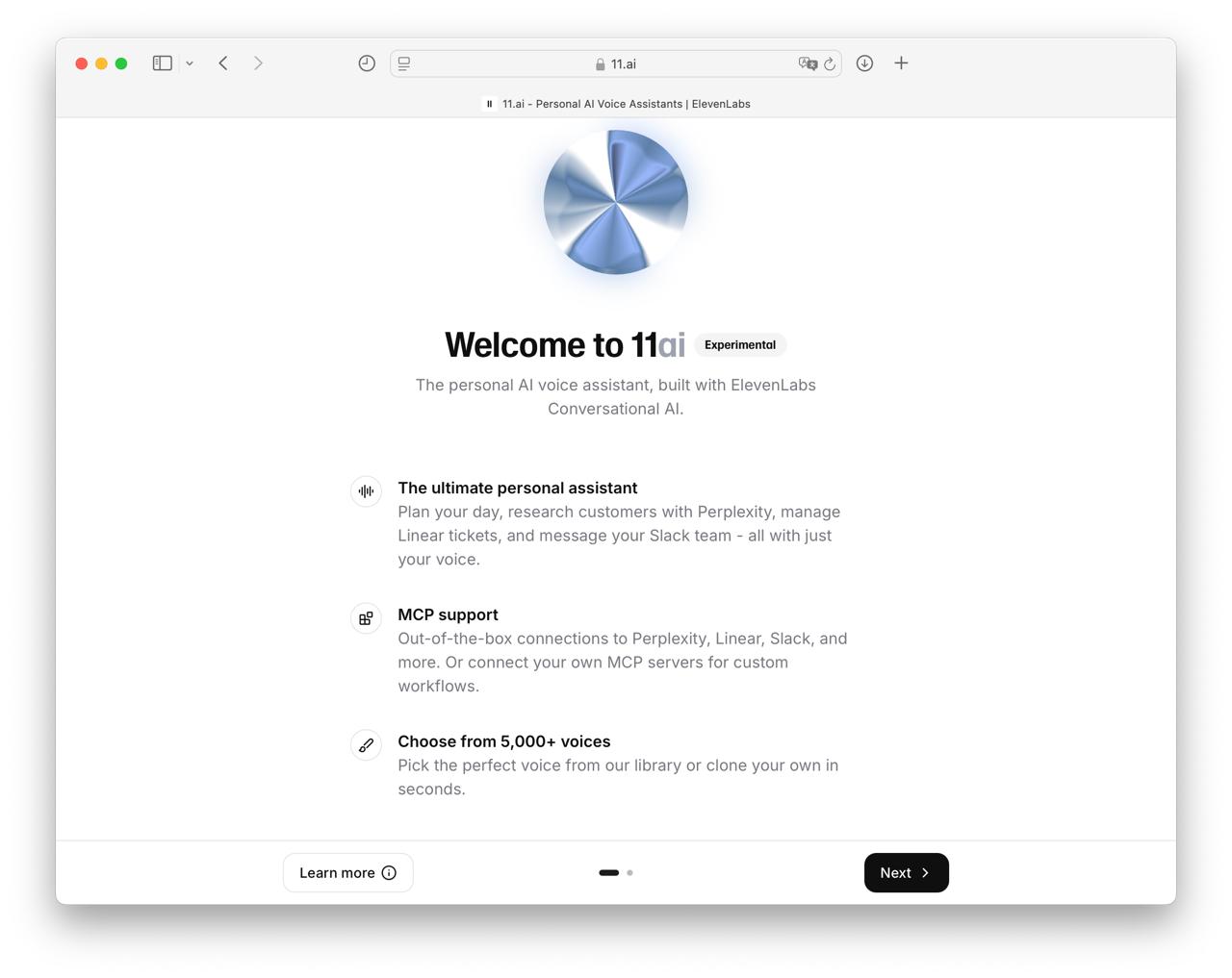 Пока, Siri: ElevenLabs выпустили своего голосового ИИ-ассистента 11ai. И в нем даже есть поддержка глубокого веб-поиска через Perplexity. Помощник говорит очень реалистично, с логичными паузами и интонациями. Можно выбрать один из 5000 голосов или создать свой. Сам 11ai легко подвязывается к Notion, Slack и другим рабочим инструментам. Тестируем бесплатно здесь, только с иностранными IP-адресами.