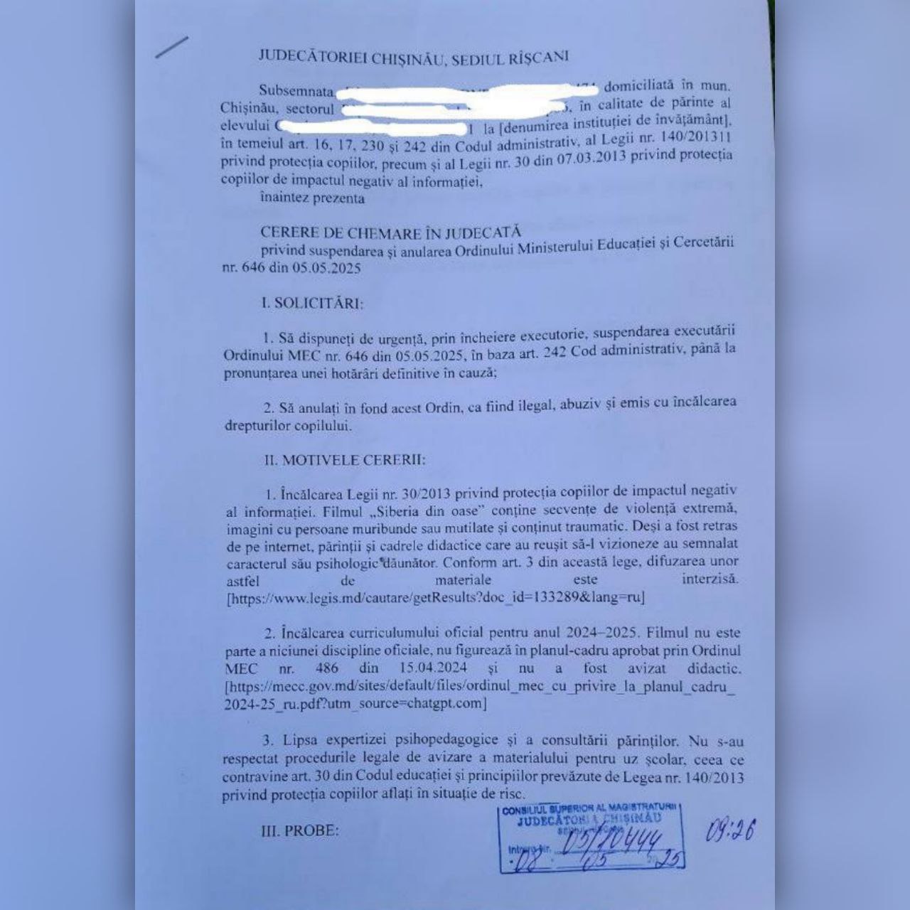 Родители школьников подали в суд на приказ министра Перчуна: показ фильма «Siberia din oase» должен быть приостановлен. Родители заявляют, что документ нарушает Закон о защите детей от вредной информации: лента содержит сцены насилия, агрессии и искажает историческую правду. WTF?! Молодцы!