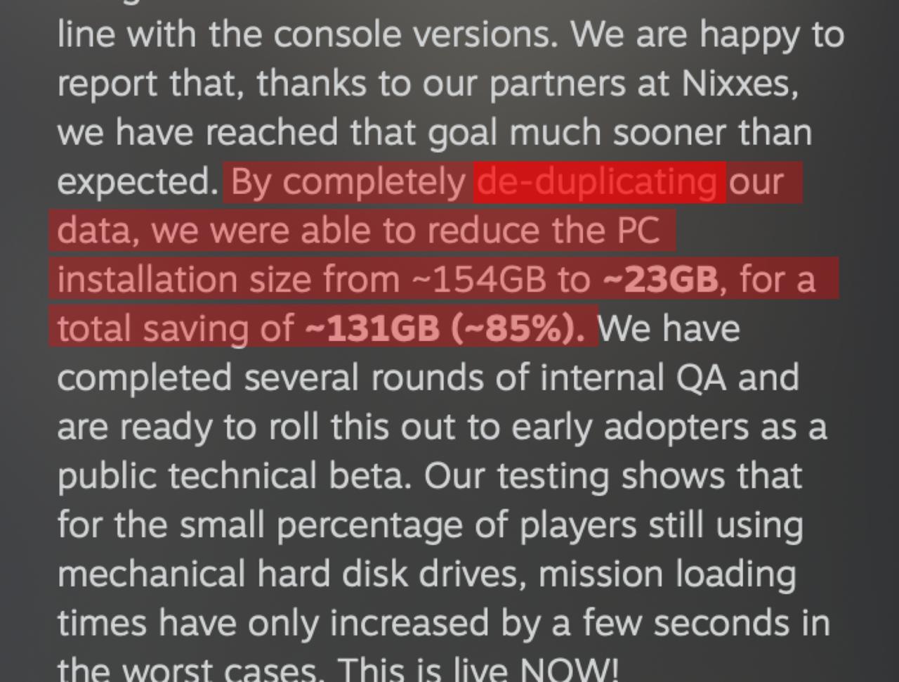 Мем дня разработчики игры сократили её размер в 6 раз со 154 ГБ до 23 ГБ просто удалив дубликаты файлов Айтишники Helldivers 2 сами признались в этом в пресс релизе забирайте лайфхак в свои проекты concertzaal