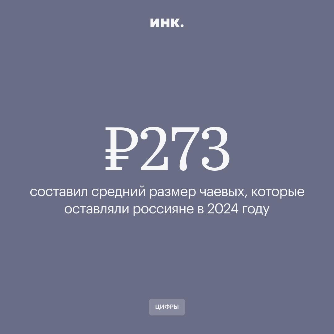 Россияне стали оставлять чаевые в 2024 году на 18% чаще. На чай оставляли барменам, официантам, сотрудникам отелей, а также водителям такси.   В среднем в России размер чаевых составляет 8-10% от чека. Выросло также количество безналичных чаевых и их суммы.   Рост оборота денежных поощрений заметен на фоне увеличения продаж в сфере общественного питания и внутреннего туризма. Тренд особенно распространен в регионах, а также в популярных туристических местах.    Читайте Инк. в Telegram