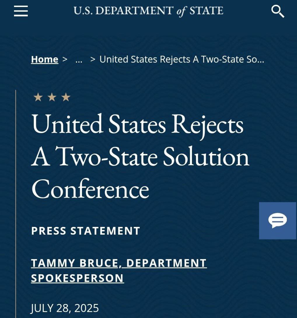 Госдепартамент США резко критикует конференцию «Решение двух государств», которую проводят Саудовская Аравия и Франция на Генассамблее ООН: "ООН на этой неделе проведет непродуктивную конференцию в неподходящее время по вопросу решения двух государств в Нью-Йорке. Это пиар-ход, который происходит на фоне тонких дипломатических усилий по завершению конфликта. Комитет не продвинет мир, а лишь продлит войну, укрепит ХАМАС и наградит его за подрыв усилий по достижению мира в реальном мире. Как подчеркнул госсекретарь Рубио, эта инициатива — пощечина жертвам 7 октября и награда терроризму. Она оставляет заложников в ловушках в туннелях. США не примут участие в этом оскорблении, а продолжат вести реальные усилия по прекращению боевых действий и достижению устойчивого мира. Наш фокус остается на серьезной дипломатии: не на инсценированных конференциях, призванных создать видимость актуальности. Объявление президента Макрона о признании палестинского государства было тепло встречено ХАМАС. Это отражает модель бесполезных жестов, которые лишь укрепляют ХАМАС и поощряют его сорвать прекращение огня. Они значительно вредят нашим дипломатическим усилиям положить конец страданиям в Газе, освободить заложников и привести весь Ближний Восток к более светлому и процветающему будущему."