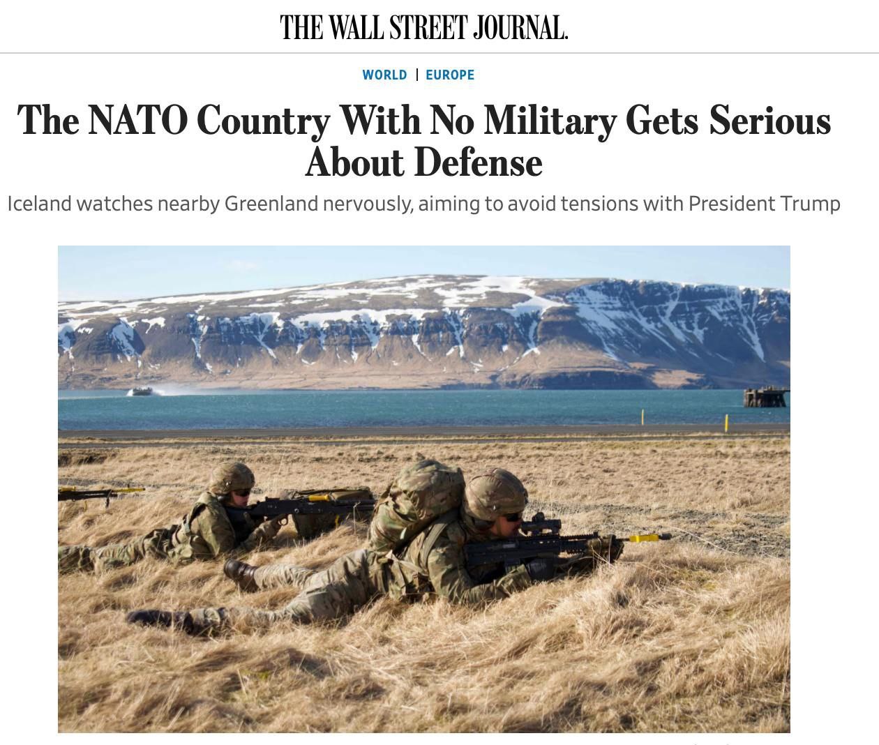 The Wall Street Journal: Исландия рассматривает возможность укрепить свою обороноспособность и возобновить переговоры о вступлении в ЕС в связи с действиями новой администрации США. НАШИ РЕСУРСЫ: Telegram Tik-tok YouTube RUTUBE