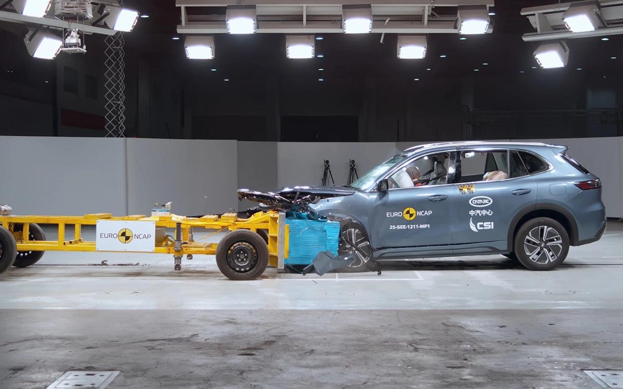 Новинку Geely для России испытали на безопасность Европейская Euro NCAP проверила безопасность электрического кроссовера Geely EX5 EM i Эксперты оценили защиту водителя и взрослых пассажиров на 90 детей на 87 а пешеходов на 86 Системы помощи автомобилисту обеспечивающие безопасное вождение получили 77 Итог пять звезд безопасности При всех видах столкновений кроссовер показал высокий уровень защиты водителя и пассажиров Для пешеходов наивысшую опасность представляют боковые стойки и передняя часть капота а также нижняя часть лобового стекла добавили в Euro NCAP Автомобиль оборудован 1 5 литровым мотором 99 л с трансмиссией E DHT и 218 сильным электродвигателем Суммарный запас хода у гибридного кроссовера составляет 943 км