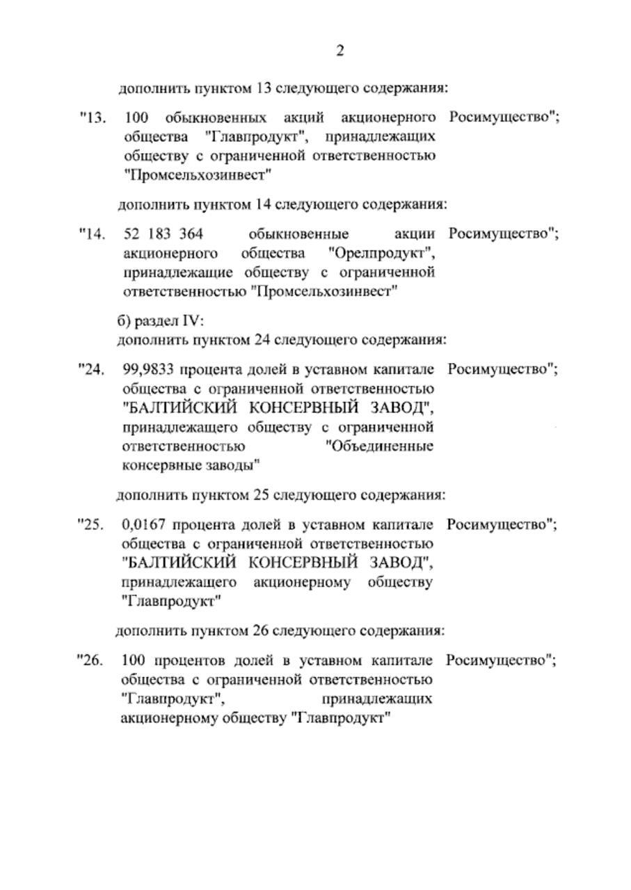 Путин подписал указ о передаче активов холдинга «Главпродукт» во временное госуправление.   «Главпродукт» производит несколько видов консервированных продуктов, включая тушенку и сгущенку.