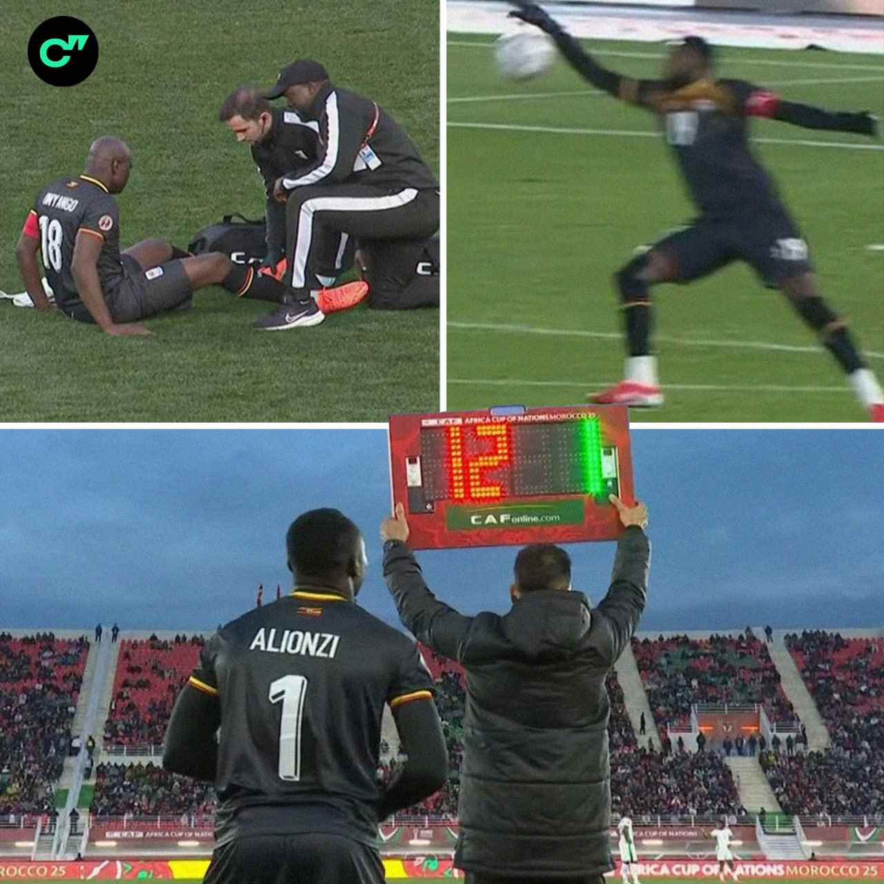 Сборная Уганды в игре против Нигерии использовала всех трех вратарей из заявки Первый голкипер Денис Оньянго был заменен еще в первом тайме из за травмы Вышедший ему на замену Джамал Салим в начале второго тайма получил прямую красную за игру рукой вне штрафной После этого пришлось выпускать Нафиана Алионзи который пропустил 2 гола за 5 минут В итоге Уганда проиграла 1 3 и вылетела с турнира Подписывайтесь на Спортс