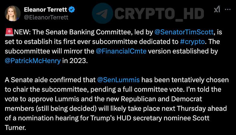Синтия Ламмис возглавит ПЕРВЫЙ подкомитет по криптовалюте в Банковском комитете Сената США – FOX  Ранее: законопроект о BTC-резерве  Crypto Headlines