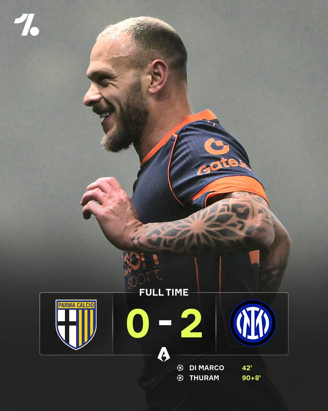 Интер победил Парму и оторвался от Милана и Наполи на 4 очка