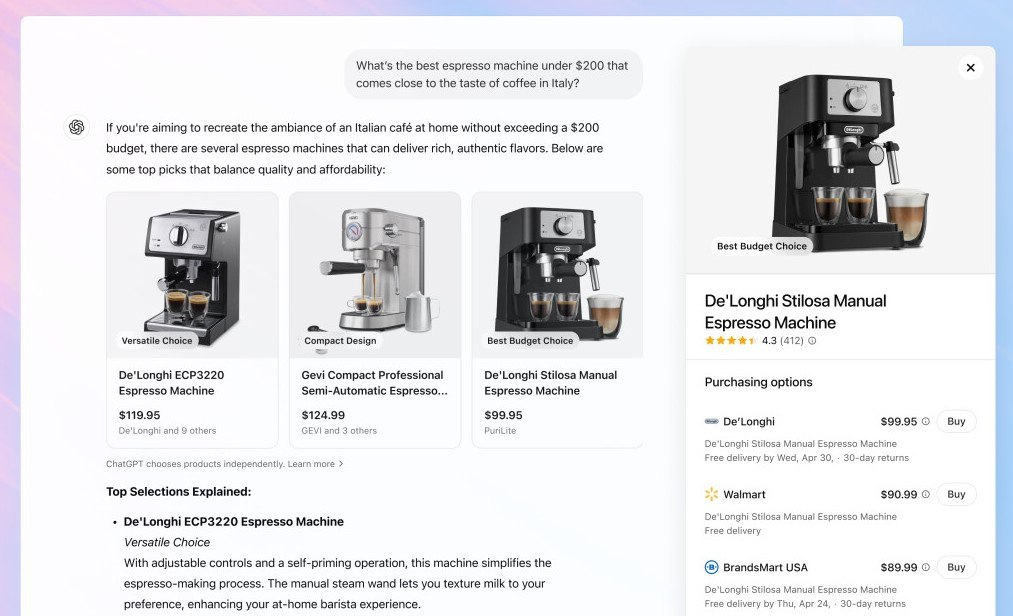 OpenAI изучает формат спонсорских рекомендаций в ответах ChatGPT пишет The Information Также есть вариант рекламных баннеров на боковой панели и всплывающие объявления по тематике запроса Представитель OpenAI подтвердил изданию что в компании обсуждают как могут выглядеть рекламные вставки vc ru chatgpt 2667487