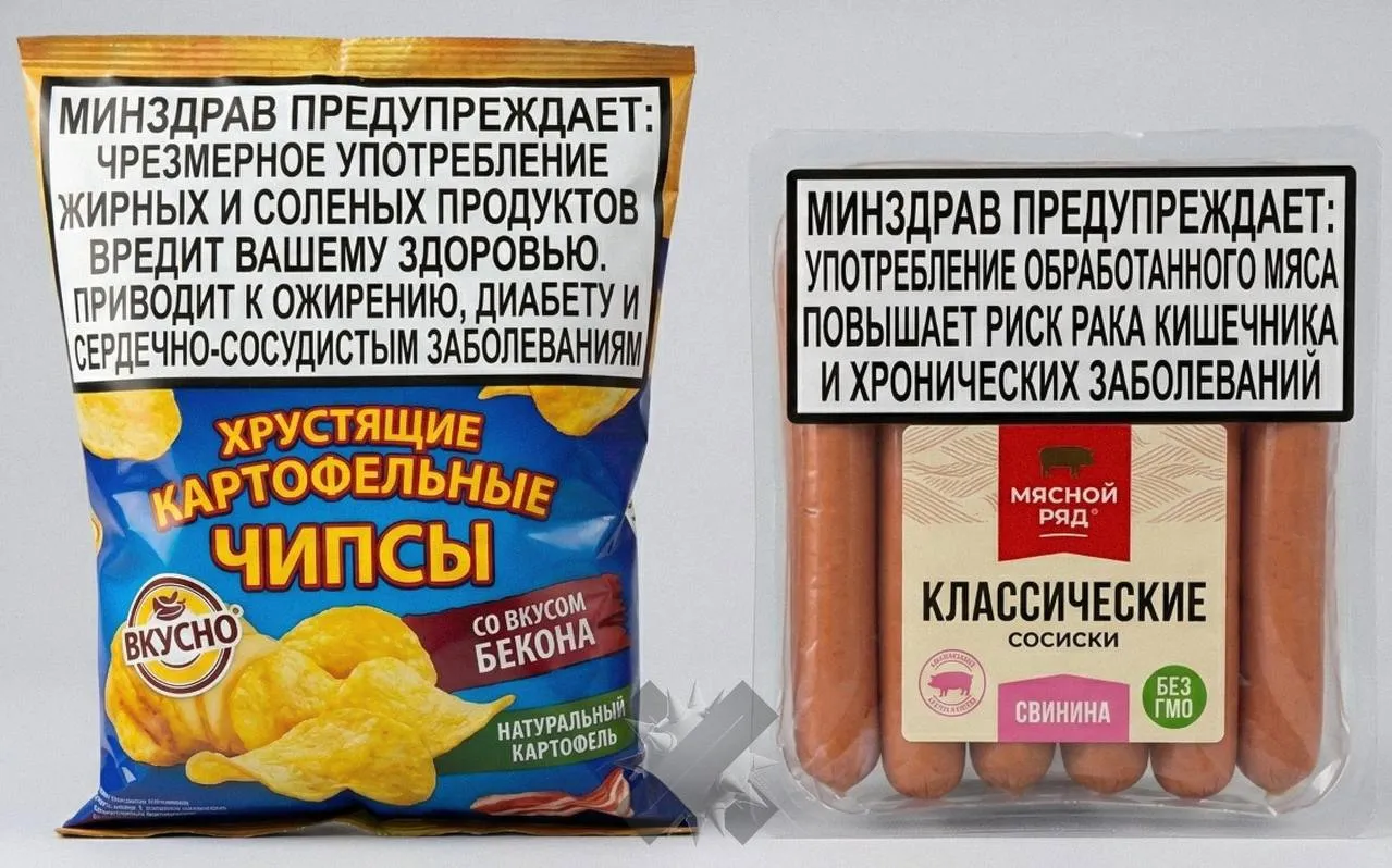 На чипсах и сосисках хотят делать предупреждения как на сигаретах Общественники требуют маркировать ультрапереработанные продукты надписями об их вреде Предложение уже отправили премьер министру зачееем топ 1 бесполезных введений всем пох будет НМШ