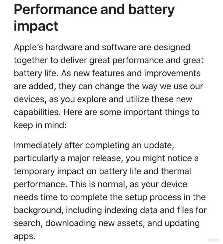 После установки новой прошивки iOS 26 пользователи iPhone могут столкнуться с ускоренным разрядом батареи перегревом и замедлением работы устройства в течение первых 24 48 часов Apple уведомила об этом сразу после релиза объяснив что временные сбои связаны с фоновой оптимизацией системы Наиболее заметно это может быть на моделях iPhone 12 и iPhone 14 Компания ожидает что через пару недель производительность устройств стабилизируется Разработчики также рекомендуют отключить фоновое обновление контента для приложений которыми пользователи пользуются редко veraafanasyeva