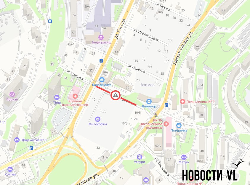 Сквозной проезд между Гоголя и Некрасовской закрыли на месяц для строительства теплотрассы Движение и парковка транспорта запрещены на дороге, проходящей в районе дома № 10 по улице Крылова, с 8:00 минут 3 июля до 23:00 3 августа. На этот срок организуют двухстороннее движение на односторонней дороге по улице Крылова от пересечения с улицей Некрасовская до дома № 10 по улице Крылова. Объехать участок можно по улицам Некрасовская, Гоголя, Щедрина. Подробнее