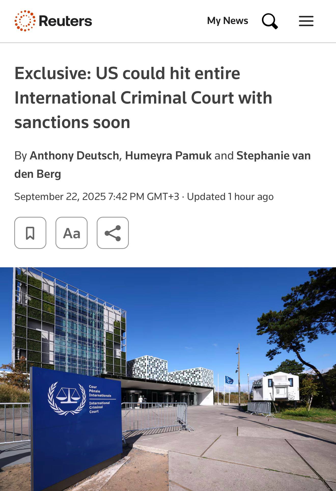 США рассматривают возможность ввести санкции против всего Международного уголовного суда уже на этой неделе передает Reuters economylive