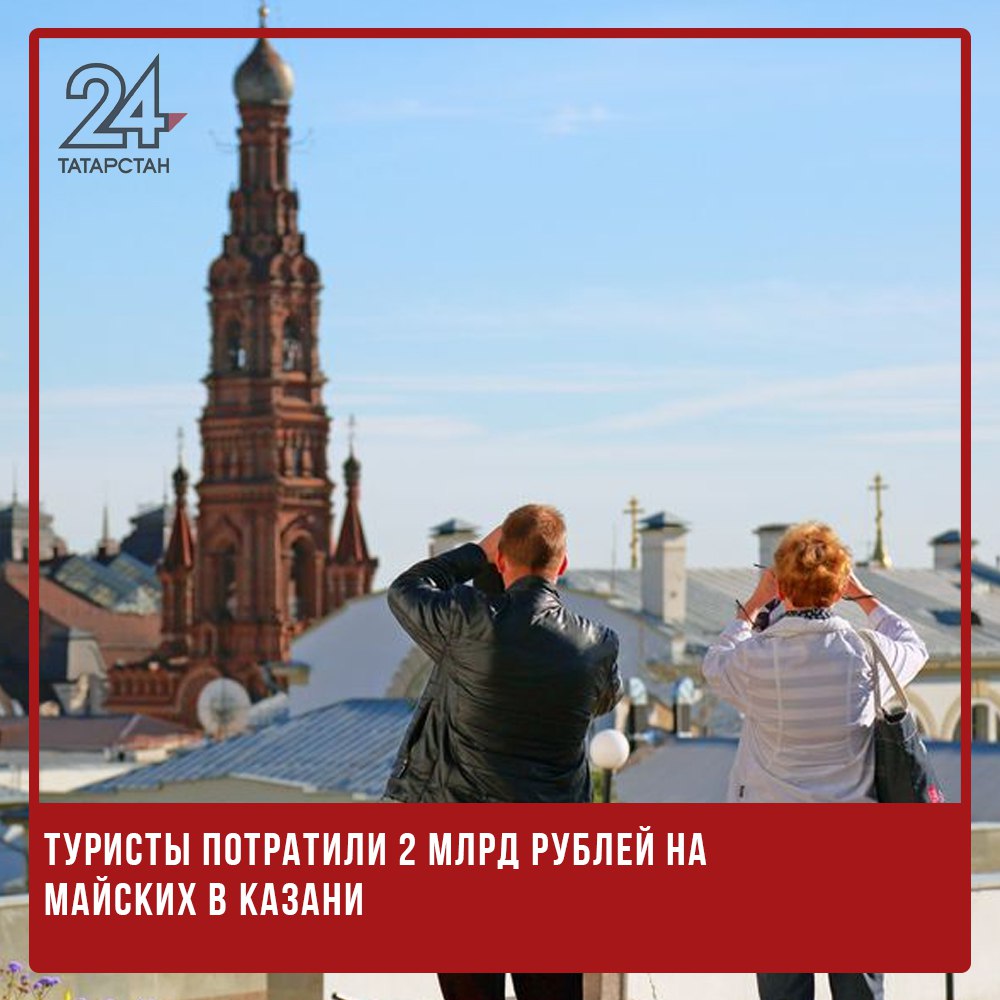 Туристы потратили 2 млрд рублей на майских в Казани На майских праздниках Казань посетили почти 200 тыс туристов. А их траты по картам по итогам всех майских праздников составили почти 2 млрд рублей, что на 10,2% больше, чем годом ранее. -24 Отправить новость