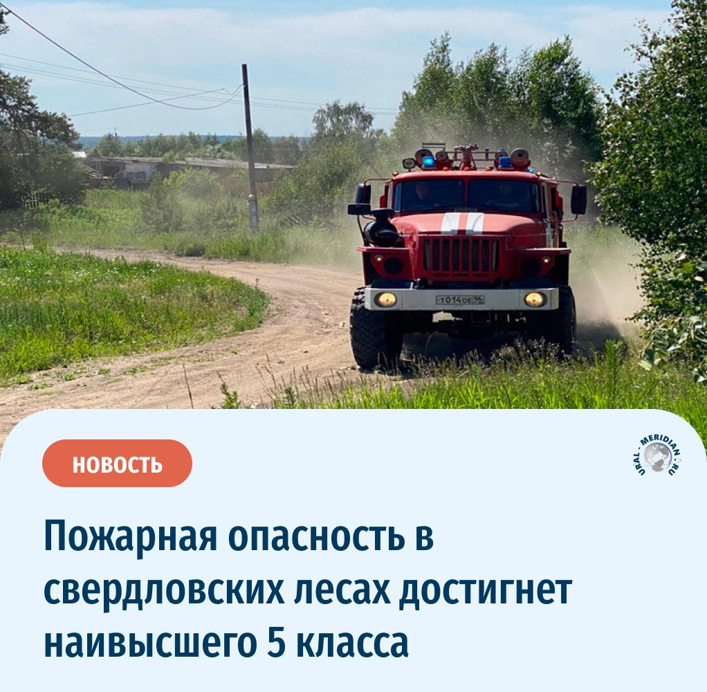Завтра пожарная опасность в лесах Свердловской области достигнет наивысшего 5 класса. Об этом сообщили в Уральском Гидрометцентре. Дожди могут улучшить ситуацию... Циклон, который будет определять погоду 5 июня, принесёт дожди во многие районы региона, включая Екатеринбург «Уральский меридиан»