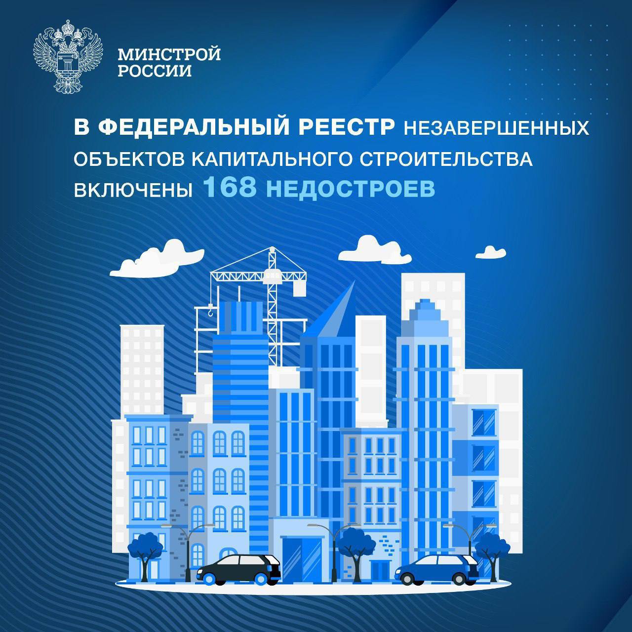 Межведомственная комиссия  МВК  по рассмотрению незавершенных объектов капитального строительства под председательством Главы Минстроя России Ирека Файзуллина приняла решение о внесении в реестр еще 168 недостроев и исключении из него 25 объектов, в том числе из-за реализации управленческих решений.    В федеральный реестр включаются незавершенные объекты, финансирование которых осуществлялось полностью или частично за счет федеральных средств. Информация о них поступает от главных распорядителей федерального бюджета в Минстрой России,  данные проверяет МВК.   «Включение объекта в федеральный реестр позволяет в дальнейшем президиуму  штабу  Правительственной комиссии по региональному развитию в РФ принять решение о целесообразности завершения строительства, приватизации объекта либо его сносе. В том случае, когда принимается решение о достройке, главные распорядители формируют «дорожную карту» реализации каждого проекта», - заместитель Министра строительства и ЖКХ РФ Юрий Гордеев.    По результатам проведения шести заседаний МВК на данный момент в федеральном реестре содержатся сведения о 773 недостроях. Среди них инженерные и очистные сооружения, учебные и лабораторные корпуса, объекты здравоохранения и образования, автодороги и многое другое.     На данный момент по 618 из этих объектов президиумом  штабом  Правительственной комиссии по региональному развитию в РФ уже приняты управленческие решения: 276 объектов будут достроены, 213 - приватизированы и 129 - снесены.  Минстрой России ведет работу по сокращению капитальных объектов незавершенного строительства с 2022 года. Для реализации задачи были разработаны новые подходы, утверждена вся необходимая нормативно-правовая база по регулированию механизмов снижения объемов незавершенного строительства и создан федеральный реестр недостроев.