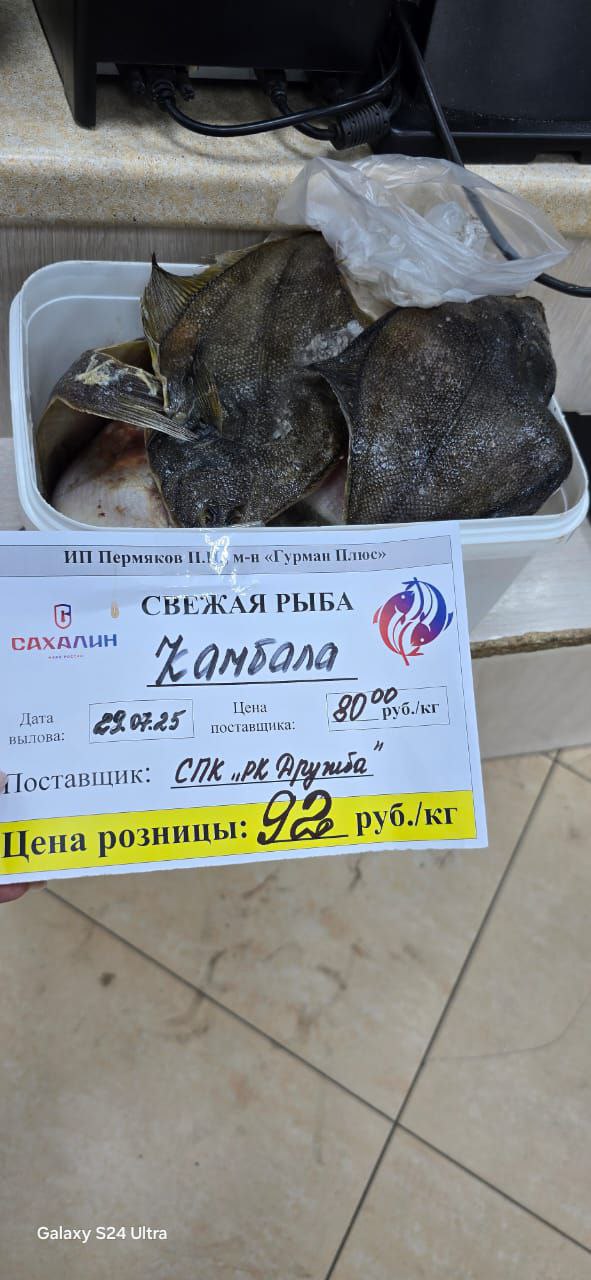Внимание, реализация свежевыловленной рыбы!   Уважаемые жители администрация МО Долинский МО сообщает, что в рамках регионального проекта «Доступная рыба» поступила на  реализацию  свежевыловленная камбала по цене 92 рубля за 1 кг на территории района    Реализация осуществляется в следующих магазинах: - социальный магазин «Гурман Плюс» с. Стародубское, ул. Набережная, 25а; - социальный магазин «Гранат» с. Сокол ул. Луговая 33; - магазин «Рыбная лавка» г. Долинск, пр. Победы, 21 – А.