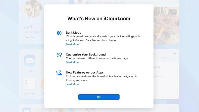 Apple крупно обновила сайт iCloud.com  Компания представила девять новых функций на своём сайте iCloud.com.   Среди них: – Тёмный режим – Настраиваемый фон – Обновлённый дизайн календаря и поддержка календаря по хиджре. – Shared View для iCloud Drive, который показывает файлы, которыми с вами поделились. – Возможность перехода к месяцу или году в ‌Фото‌, нажав на значок календаря. – Возможность изменения даты, времени и местоположения фотографии. – Возможность отображения альбома на плитке ‌Фото‌ на домашней странице iCloud.com. – Важные заметки теперь можно закрепить в верхней части списка. – В Напоминаниях можно создавать новые списки и заполнять повторяющиеся напоминания.  Все обновления доступны уже сейчас – пробуем.