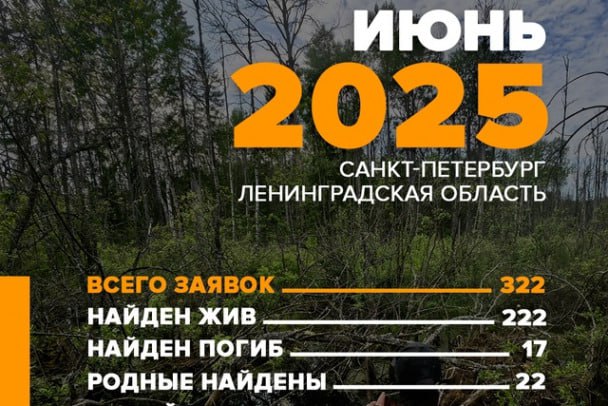 «Месяц не так уж плох». Волонтеры нашли больше 200 человек в Ленобласти и Петербурге за июнь Как сообщает петербургский поисковый отряд "ЛизаАлерт", за июнь поисковикам поступило 322 заявки о потерявшихся в Ленобласти и Петербурге. Из них 222 человека удалось найти, они живы. Еще 17 человек обнаружены погибшими. "Спасибо ненастной погоде, первый месяц лета был не так уж плох. Заявок — почти на сотню меньше, чем в июне прошлого года, и среди них почти нет пропаж на воде. Предсказуемо часто операторы нашей горячей линии принимали сообщения о заблудившихся в лесу. Была у нас, например, бабушка, умудрившаяся потеряться и найтись в одном и том же лесу дважды за месяц", — подвели итоги месяца участники отряда. "Лиза Алерт" Петербург