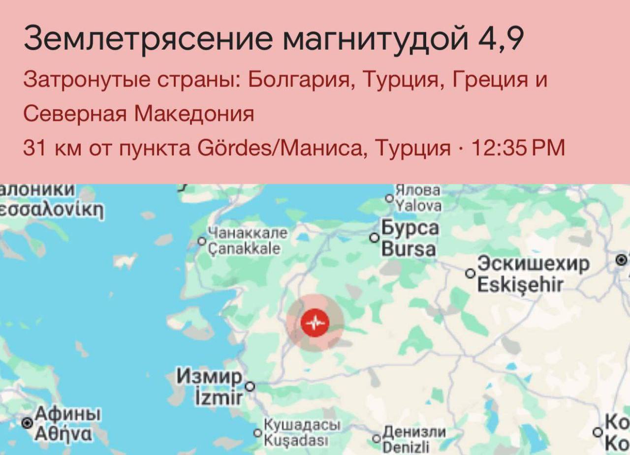 В Турции произошло землетрясение магнитудой 4 9