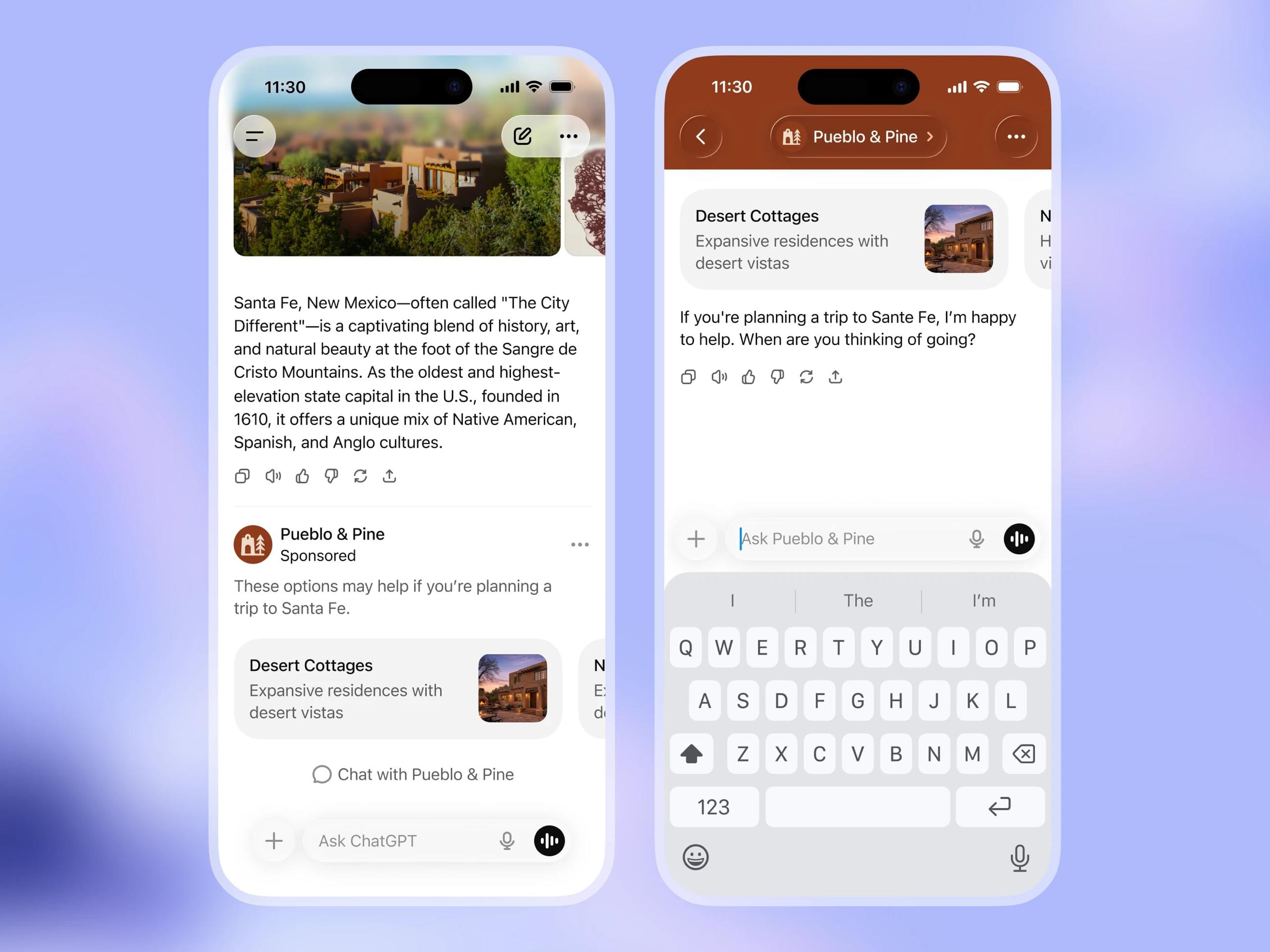 Официально в ChatGPT появилась реклама для бесплатных пользователей и владельцев дешевой подписки Go Объявления с товарами и услугами будут показываться в конце разговоров с пометкой От спонсоров Реклама не повлияет на качество ответов ИИ Рекламодатели не получат доступ к разговорам пользователей и не смогут влиять на показ объявлений Чтобы отключить рекламу понадобится подписка ChatGPT Plus Pro или Enterprise Также реклама не будет показываться пользователям младше 18 лет и в разговорах на деликатные темы связанные с политикой здоровьем и психологическим состоянием   www iphones ru 1355403 новости iphonesru