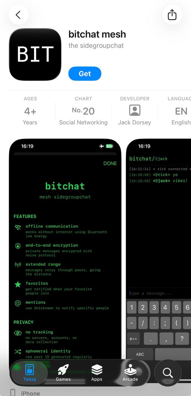 Оффлайн-мессенджер от создателя Twitter теперь доступен в App Store Новое приложение позволяет общаться без интернета, даже в авиарежиме, благодаря использованию Bluetooth. Все переписки шифруются и остаются на устройствах пользователей. Ссылка для бесплатной загрузки приложения доступна тут. ———————————————— - Канал про тренды из мира IT, технологий, нейросетей и бизнеса.