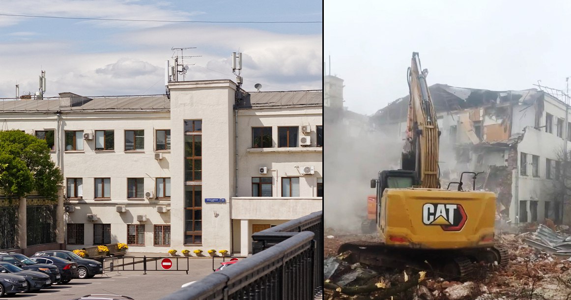 В парке Горького сносят здание управления парка — его признали «потенциально опасным»  Историческое здание дирекции расположено возле самого спуска с Крымского моста. Оно существует в нынешнем виде с 1930-х годов — его строили по проекту Лазаря Лисицкого и Любови Залесской.   О демонтаже сообщают и на сайте московской мэрии. Там заявляют, что здание признано потенциально опасным, а на его месте появится новое общественное пространство с расширенным проходом на Крымскую набережную.