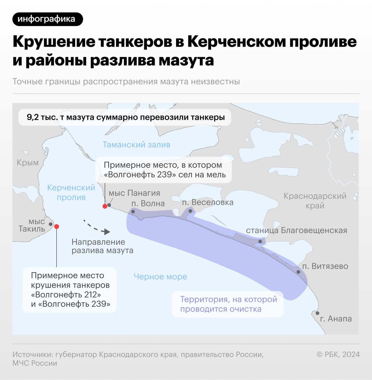 Составили карту загрязнения черноморского побережья после аварии танкеров