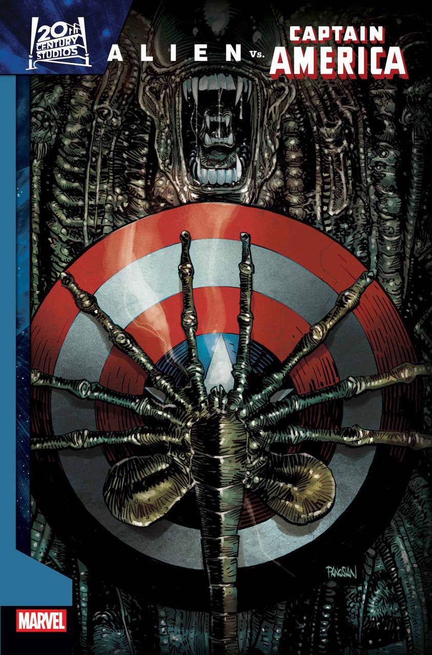 Самый неожиданный кроссовер выходных — Marvel анонсировала комикс «Чужой против Капитана Америки». На самом деле это не первое пересечение этих двух вселенных, а идейное продолжение комикса «Чужие против Мстителей», созданного Джонатаном Хикманом и художником Эсадом Рибичем. По сюжету организация «Гидра» начинает использовать ксеноморфов как оружие. Всего будет четыре выпуска, которые начнут выходить в ноябре. Ждем экранизацию? Фото: Marvel «Кинопоиск Новости»