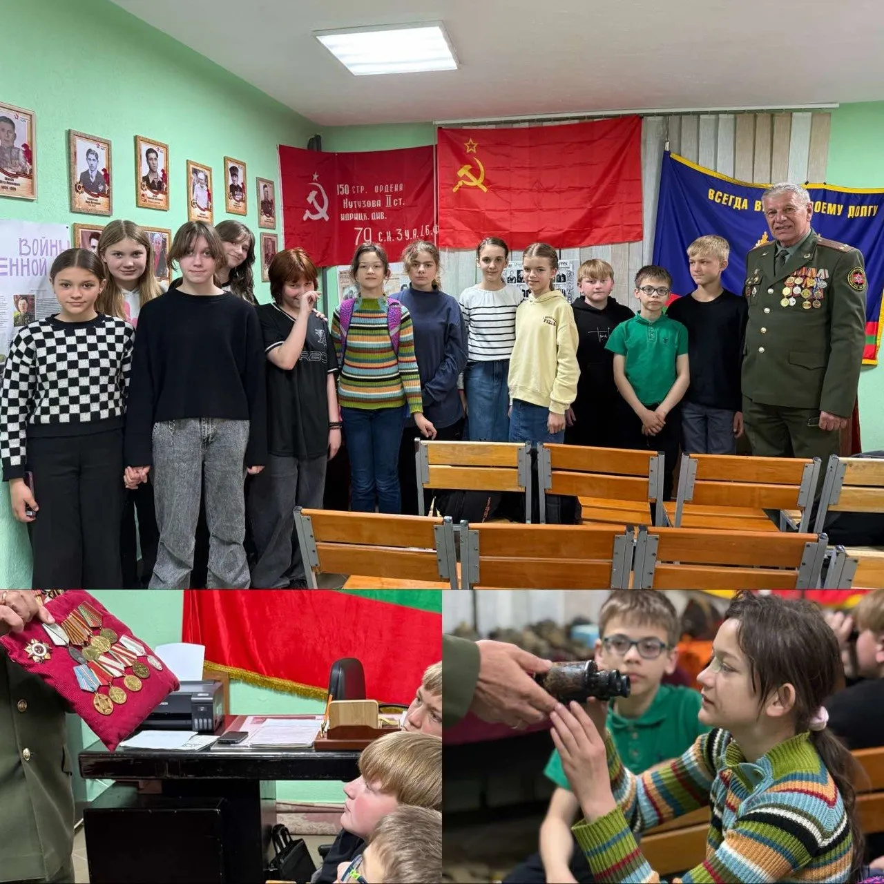 Мы наследники Победы В преддверии празднования Дня Победы учащиеся Бендерской средней школы 14 посетили выставку посвящённую этому значимому событию Экспозиция была организована Союзом ветеранов города Бендеры Ребята с большим интересом ознакомились с представленными материалами узнали больше о героическом прошлом мужестве и подвигах людей в годы Великой Отечественной войны Подобные мероприятия имеют особое значение для подрастающего поколения поскольку помогают сохранить историческую память воспитывают чувство уважения к подвигу народа и интерес к истории своей страны