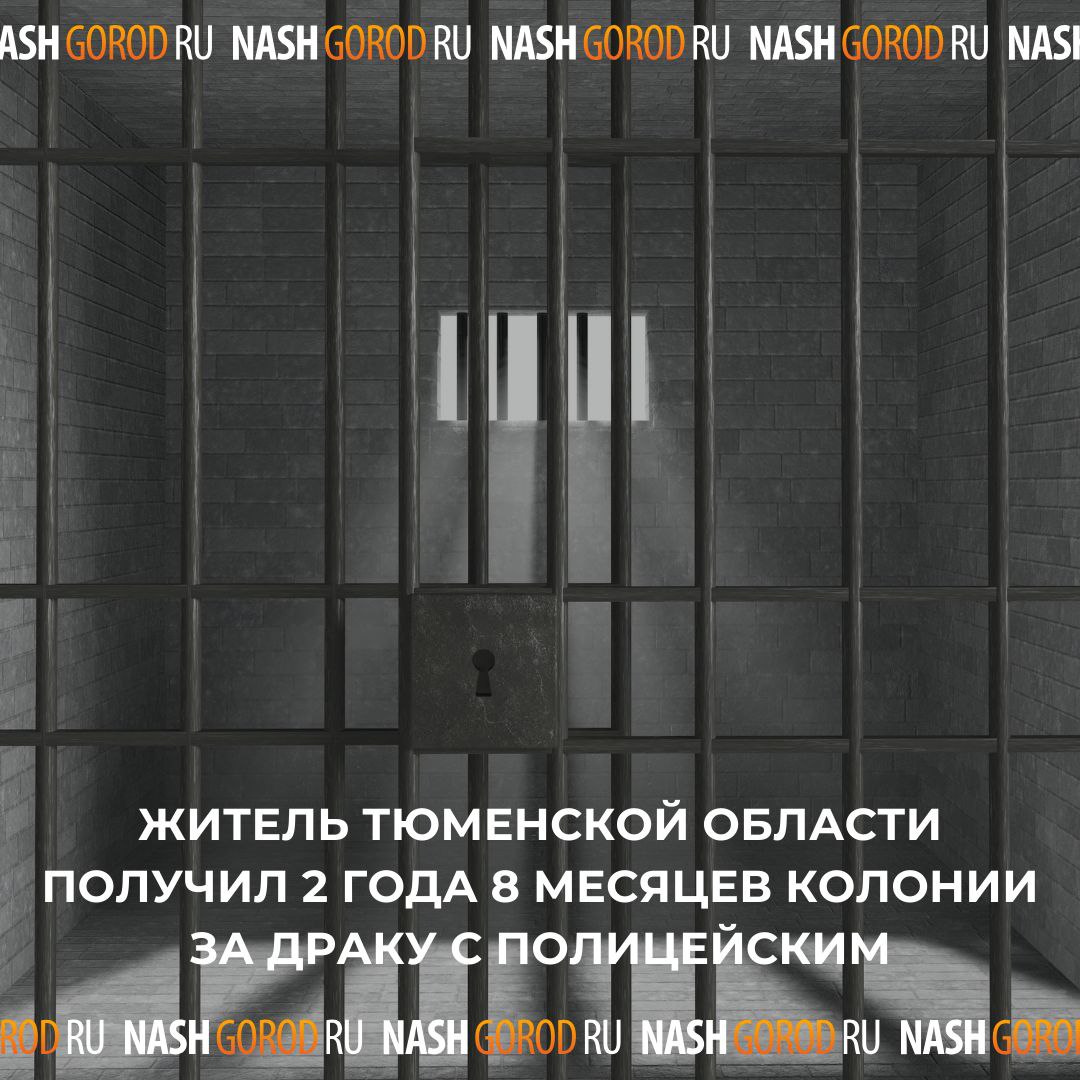 Житель Тюменской области получил 2 года 8 месяцев колонии за драку с полицейским    Задержание из-за алкоголя В мае 2024 года Евгений Р. с другом распивали спиртное на АЗС в Абатском районе. Полицейские задержали их и доставили в отделение для составления административного протокола.    Нападение на сотрудника МВД Находясь в помещении для задержанных, Евгений начал буйствовать и напал на одного из сотрудников полиции:   Ударил его в плечо   Дважды ударил головой в лицо    Суд и наказание Абатский районный суд признал мужчину виновным по ч.1 ст. 318 УК РФ  применение насилия к представителю власти . Ему назначили 2 года 8 месяцев колонии строгого режима.  Как считаете, оправдан ли такой срок за драку с полицейским?    Присылай новости