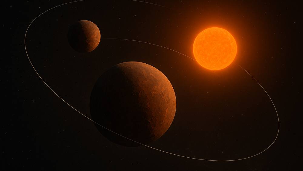 Астрономы с помощью телескопа TESS от НАСА открыли две скалистые экзопланеты схожие по размеру с Землей Они вращаются вокруг близлежащей звезды класса K оранжевого карлика TOI 2322 Эти новые миры отличаются короткими периодами обращения naukatv ru все наши каналы