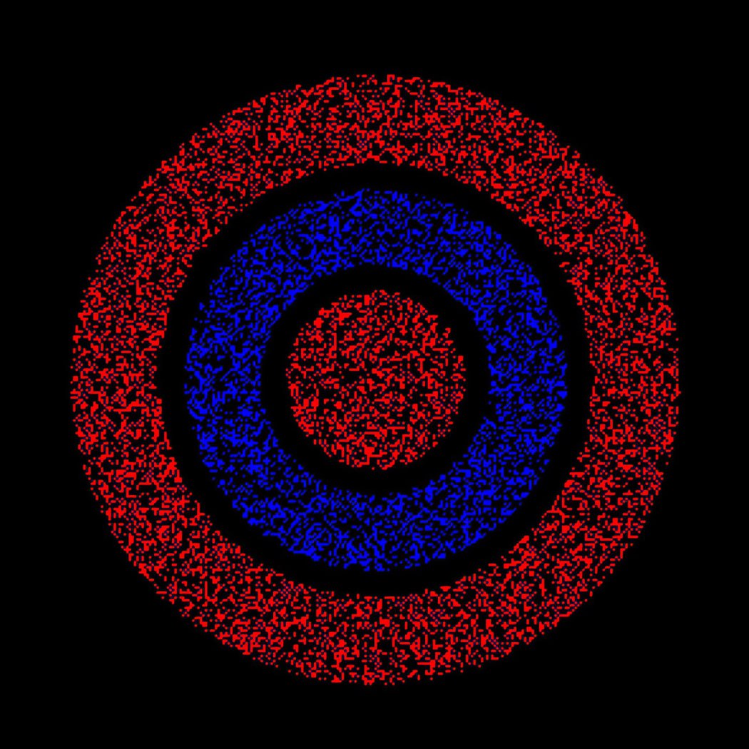 Интернет сошёл с ума из за новой оптической иллюзии В соцсетях массово спорят какой шар идёт первым красный или синий Одни уверены что впереди красный другие видят однозначно синий А самое странное часть людей может переключаться и видеть оба варианта Это иллюзия построена так что мозг сам достраивает движение и картинка меняется в зависимости от того куда вы смотрите и на что обращаете внимание первым идёт красный первым идёт синий вижу и так и так НМШ