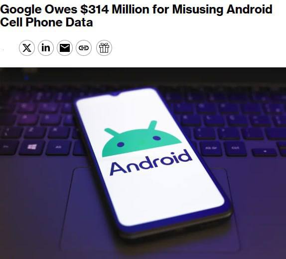 Суд в США обязал Google выплатить $314 млн по делу о незаконном сборе данных пользователей Android — без их согласия, сообщает Bloomberg.  Иск подали жители Калифорнии ещё в 2019 году. По их словам, устройства на Android были запрограммированы на скрытную передачу информации на серверы Google.  Собранные данные компания использовала в своих интересах — для развития картографических сервисов и настройки таргетированной рекламы.  КК