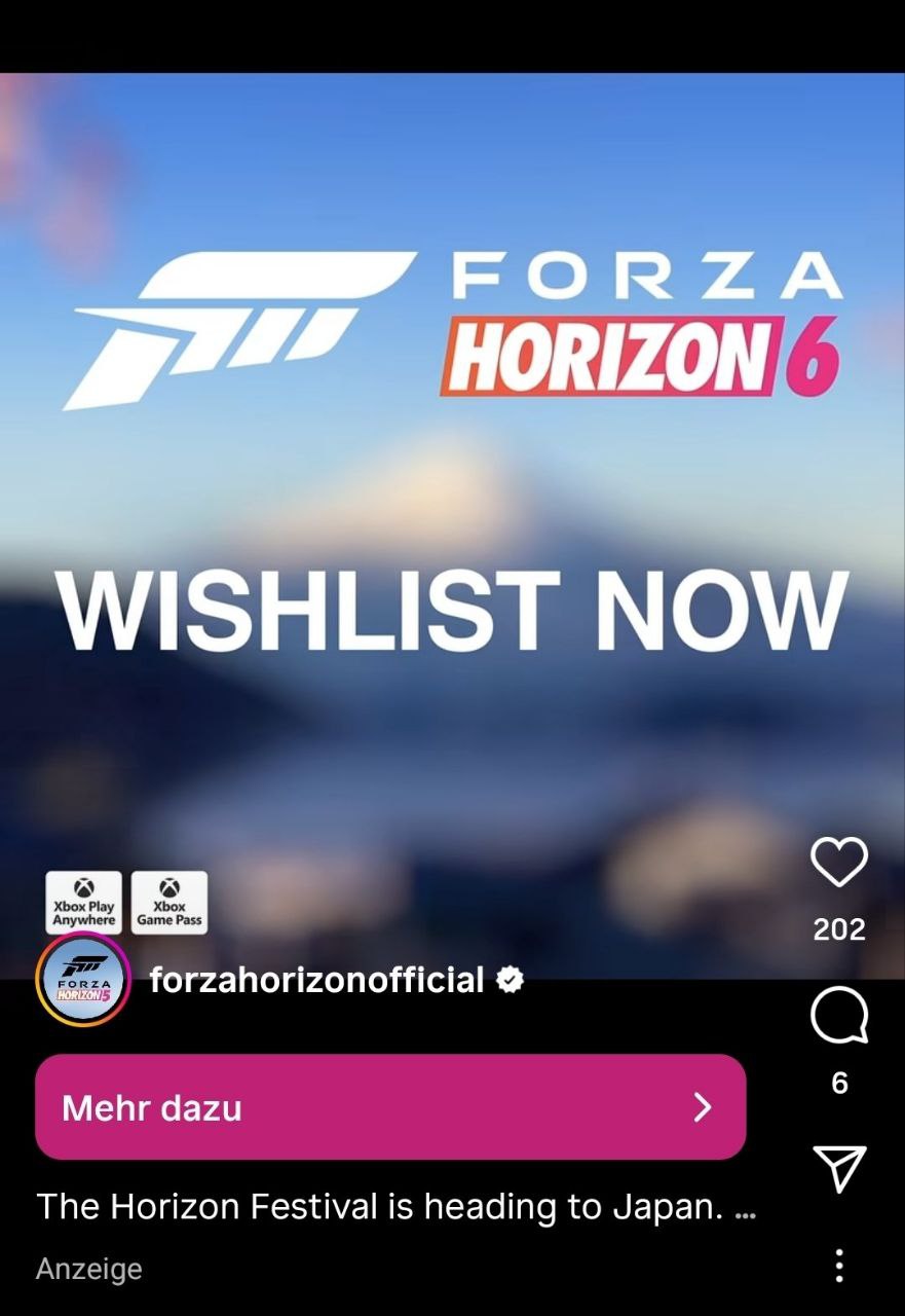 ЯДЕРНАЯ БОМБА Microsoft случайно слила анонс Forza Horizon 6 в Японии через свою рекламу в Инстаграмме Напомним что полноценный анонс должен состояться сегодня в 13 00 по МСК