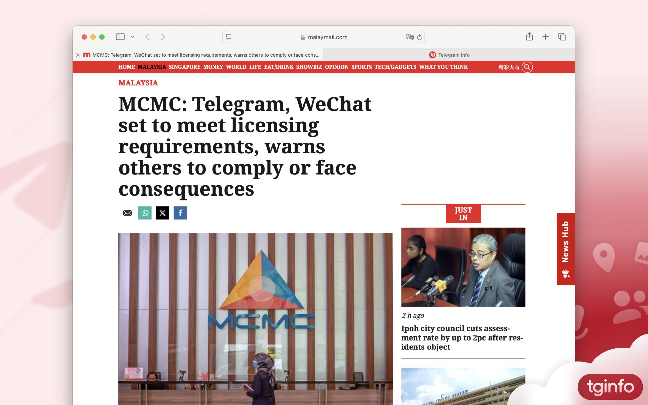 Telegram начал процесс лицензирования в Малайзии  Популярные мессенджеры Telegram и WeChat  принадлежащий Tencent Holdings Ltd.  приступили к процедуре получения лицензий для работы в Малайзии. Об этом сообщила Малайзийская комиссия по коммуникациям и мультимедиа  MCMC .  MCMC призывает всех провайдеров услуг подать заявки до 31 декабря 2024 года. Комиссия предупредила, что несоблюдение сроков может привести к «регуляторным действиям», однако конкретные санкции не уточняются.  Ранее министр коммуникаций Фахми Фадзил упоминал, что WhatsApp, TikTok и X  бывший Twitter  также попадают под требование лицензирования, так как имеют более 8 миллионов пользователей в Малайзии.  #Малайзия