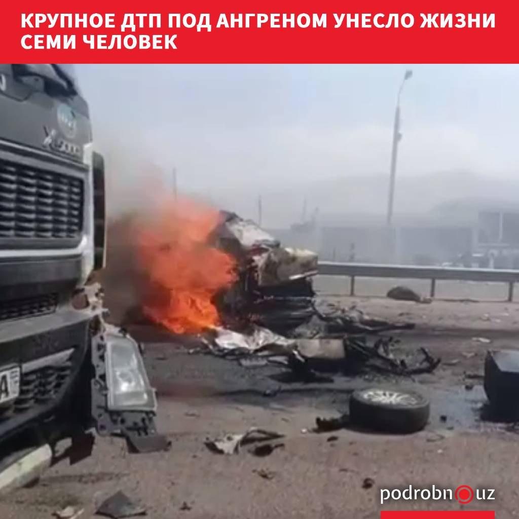 В жутком ДТП под Ангреном погибли семь человек еще пять госпитализированы Цементовоз протаранил два грузовика и задел еще несколько машин Для расследования создана правительственная комиссия podrobno uz cat proisshestviya krupnoe dtp pod angrenom uneslo zhizni semi chelovek Telegram Instagram Facebook Читать на узбекском