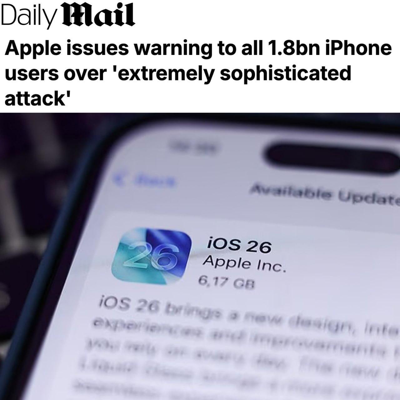 Apple предупредила о чрезвычайно изощрённой атаке на безопасность своих пользователей В компании заявили что нашли две критические уязвимости и посоветовали немедленно установить последние обновления ПО на устройства пишет Daily Mail Самыми незащищённым девайсами назвали iPhone 11 а также модели iPad Pro с диагональю экрана 12 9 и 11 дюймов отмечается в статье