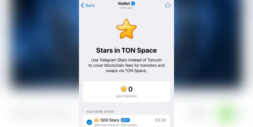 TON Space добавили возможность оплаты сетевых комиссий в Telegram Stars.   По их словам, решение упростит работу с криптовалютами для многомиллионной аудитории мессенджера и позволит приобретать цифровые товары в мини-приложениях.   «Использование Stars для оплаты комиссий блокчейна будет способствовать более широкому принятию блокчейна TON, обеспечивая бесперебойные и простые транзакции», — отметил генеральный директор The Open Platform Андрей Рогозов.    TON в кошельке    ЧАТ