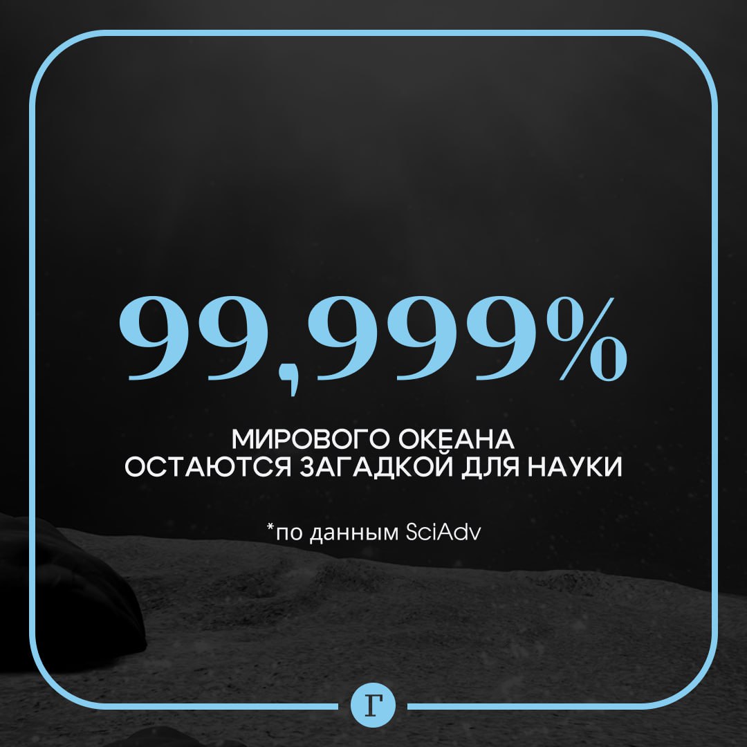 Ученые признали, что почти ничего не знают о глубинах океанов Земли. Международная команда ученых из организации Ocean Discovery League выяснила, что за последние 70 лет человечество изучило лишь 0,001% дна океана. Глубоководные зоны играют ключевую роль в поддержании жизни на Земле. Они регулируют климат, производят кислород и могут содержать революционные медицинские открытия. При этом почти треть полученных данных устарела — она была собрана еще до 1980 года с помощью примитивных черно-белых камер. Огромные участки океанского дна, включая абиссальные равнины и подводные горы, остаются практически неизученными. Подписывайтесь на «Газету.Ru»
