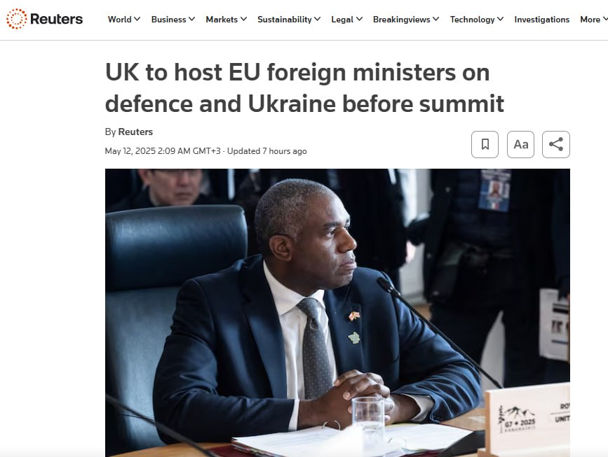 В Британии сегодня пройдет встреча глав МИД стран ЕС по Украине, — Reuters со ссылкой на британский МИД На встрече будут представители Франции, Италии, Германии, Испании, Польши и ЕС. Ожидается, что британский министр Лэмми объявит о дальнейших санкциях направленных против субъектов, поддерживающих вторжение РФ в Украину.