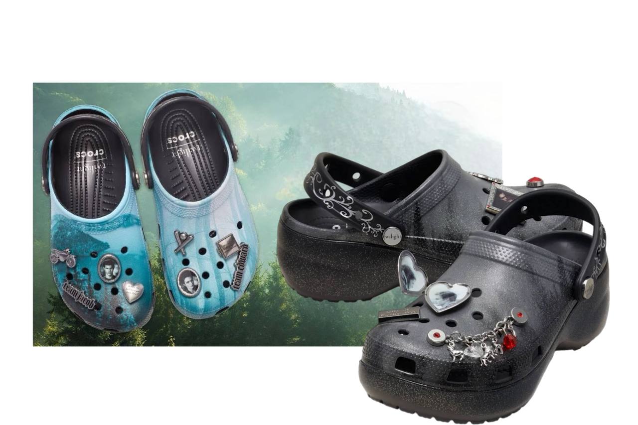 Пополняем вишлист Crocs выпускают коллекцию по мотивам Сумерек к 17 летию выхода первого фильма В нее войдут две лимитированные модели Classic Clog с лесными принтом и мерцающие черные Platform Clog Украсить обувь можно джибитсами в виде бейсбольной биты или мотоцикла а также цитатами и другими отсылками к фильму Снова выбрать между командой Джейкоба и Эдварда можно будет с 18 ноября U MAGAZINE