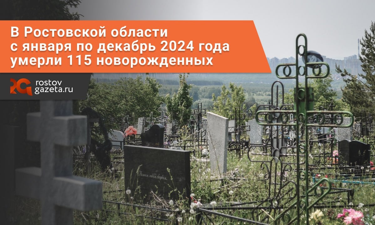 В период с января по декабрь 2024 года в Ростовской области погибли 115 детей в возрасте до одного года. Статистические данные опубликовал Росстат.  При этом показатели младенческой смертности за год значительно сократились: с января по декабрь 2023 года в регионе умерли 134 ребенка до одного года.   Согласно обнародованным данным, в прошлом году в Ростовской области на одну тысячу родившихся детей приходилось в среднем 3,6 случая младенческих смертей.  Всего, по данным Росстата, в 2024 году в Ростовской области число умерших людей превысило количество родившихся на 23,7 тысячи человек        RostovGazeta