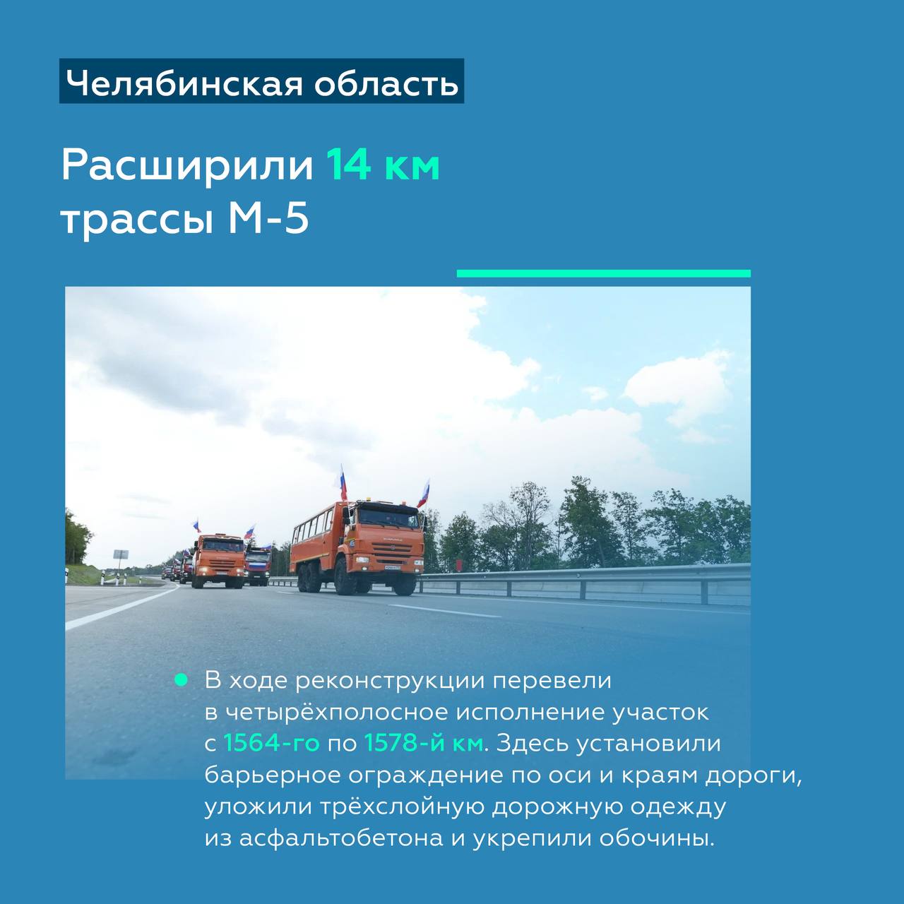 Открыли проезд по четырём полосам на М-5 в горнозаводском районе Челябинской области В церемонии запуска рабочего движения в режиме телемоста участвовали Председатель Правительства РФ Марат Хуснуллин и Министр транспорта РФ Роман Старовойт. В 2019 году начали работы по расширению трассы М-5 «Урал» в Челябинской области с 1548-го по 1609-й км до четырёх полос. Проект реализуем поэтапно, сегодня для проезда автомобилей был открыт первый участок, реконструкция которого проходила в сложных климатических условиях с большими колебаниями температур. Кроме того, буровзрывные работы позволили изменить ландшафт трассы, сгладить перепады высот. Всего на открытом объекте было взорвано более 600 тыс. куб. м горных пород. Круглосуточно здесь трудились несколько сотен человек. Итогом завершения всего проекта станет перевод отрезка двухполосной дороги III категории в современную четырёхполосную дорогу категории IБ с увеличением пропускной способности до 30 тыс. автомобилей в сутки, что повысит комфорт и безопасность проезда. #росавтодор_реконструкция #нацпроектинфраструктура