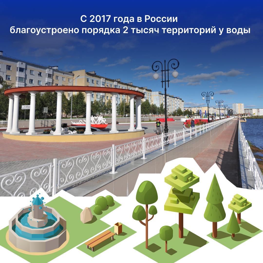 В России в рамках программы «Формирование комфортной городской среды» создаются современные условия для отдыха и прогулок. Особое внимание уделяется развитию общественных пространств у воды. С 2017 года в стране благоустроено 1964 таких территории. Об этом сообщил заместитель председателя правительства Марат Хуснуллин. До 2030 года в рамках нацпроекта «Инфраструктура для жизни» планируется благоустройство 30 тысяч общественных пространств по всей стране. Кроме того, реализуют более 1600 проектов — победителей Всероссийского конкурса лучших проектов создания комфортной городской среды. Это позволит сделать города более привлекательными и удобными для жизни.