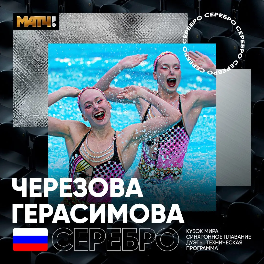 Черезова и Герасимова завоевали серебро в технической программе на этапе Кубка мира по синхронному плаванию в Китае Кира и Валентина набрали 296 9358 балла за выступление Золото выиграли китаянки Линь Яньцзюнь и Сюй Хуэйянь 308 2983 а бронзовыми призёрами стали японки Моэ Хига и Томока Сато 286 2075 Ещё одни россиянки Кристина Чеханова и Анастасия Сидорина 258 8609 стали седьмыми news matchtv Наш канал в MAX