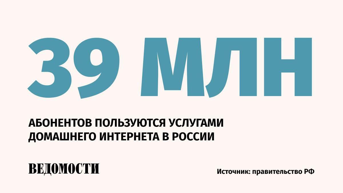 Услугами домашнего интернета в России пользуются 39 млн абонентов, у большинства из них скорость составляет 100 Мбит/с и выше, заявил премьер-министр Михаил Мишустин. Это значительно превышает аналогичные показатели ряда государств Европы. «Необходимо обеспечить доступ к спутниковому интернету по всей стране уже через два года», - отметил он. Подпишитесь на «Ведомости»