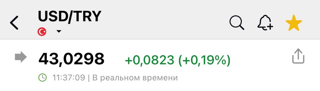 Курс доллара США к турецкой лире 1 43 02