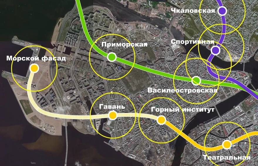 На оранжевой линии Петербургского метро построят станцию «Гавань» к 2030 году.  Она появится на пересечении Шкиперского протока и Наличной улицы.