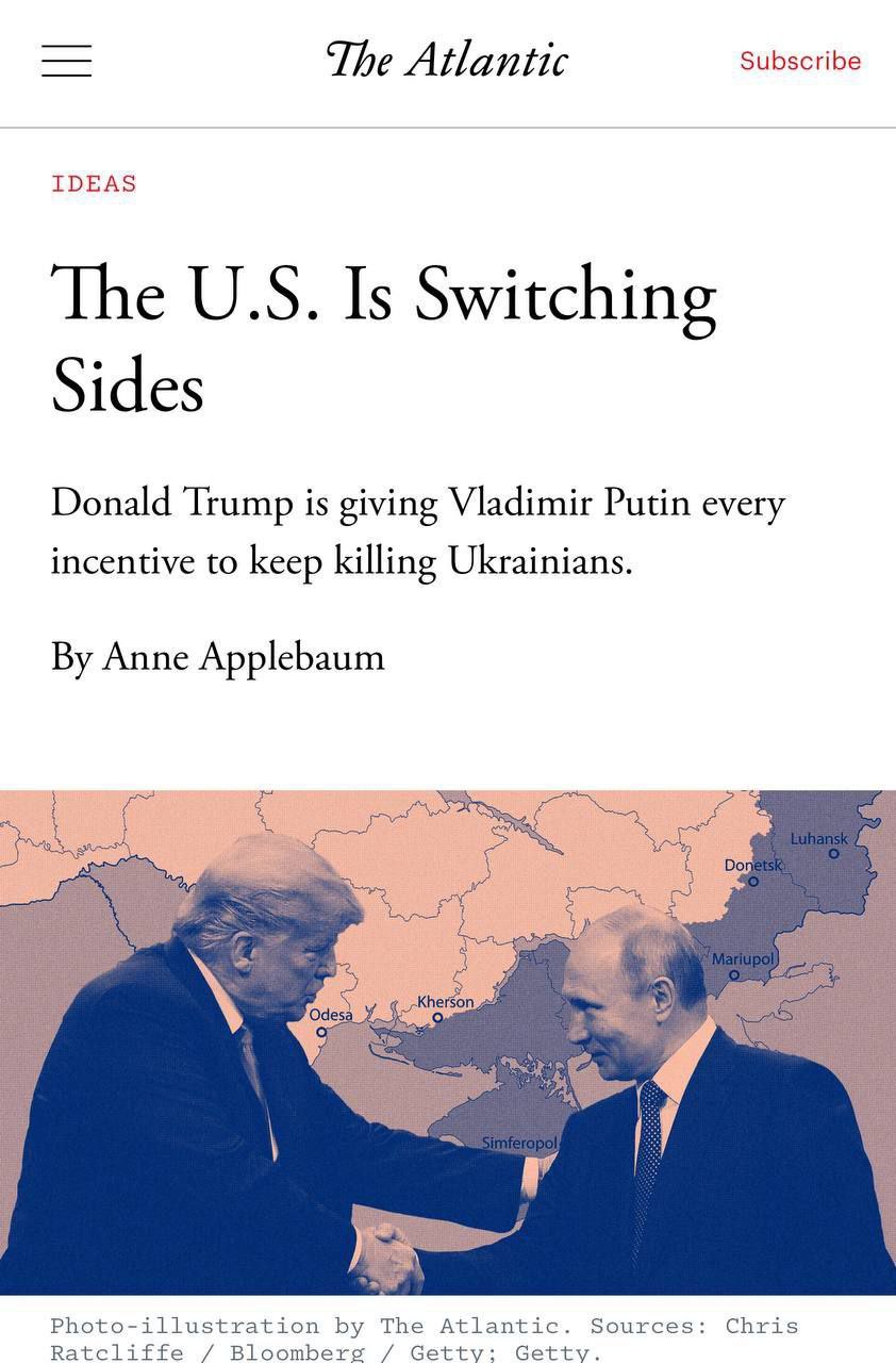 США меняют курс: Трамп, Украина и Россия Согласно информации из The Atlantic, США постепенно переходят на другую сторону в контексте своего отношения к России и Украине. Эксперты отмечают, что Дональд Трамп периодически высказывает критику в адрес Путина и демонстрирует сочувствие к украинцам. Например, на прошлой неделе он проявил интерес к украинской журналистке, которая поделилась информацией о своем муже, служащем в армии. Тем не менее, Трампу также импонирует, когда европейские лидеры хвалят его на саммите НАТО за решение, названное историческим, о увеличении расходов на оборону. В то же время американская администрация, состоящая из людей, назначенных Трампом, продолжает проводить более спокойные и взвешенные решения, которые способствуют перегруппировке США с Россией против Украины и Европы. Этот процесс прогрессирует не только на словах, но и на практике. Подписаться Поддержать канал бустом